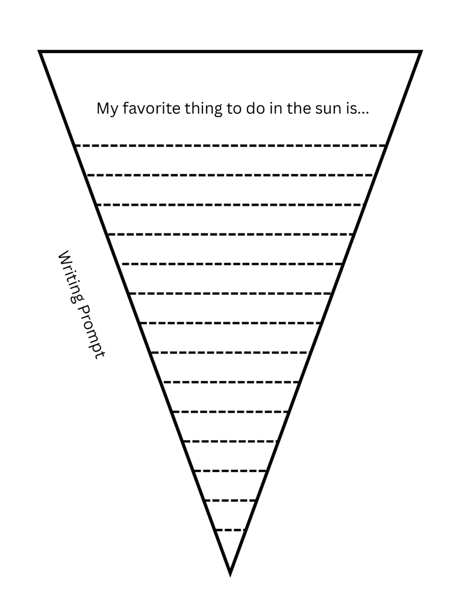 Cone writing prompt 'My favorite thing to do in the sun is...': students cut out the cone and name an outdoor activity