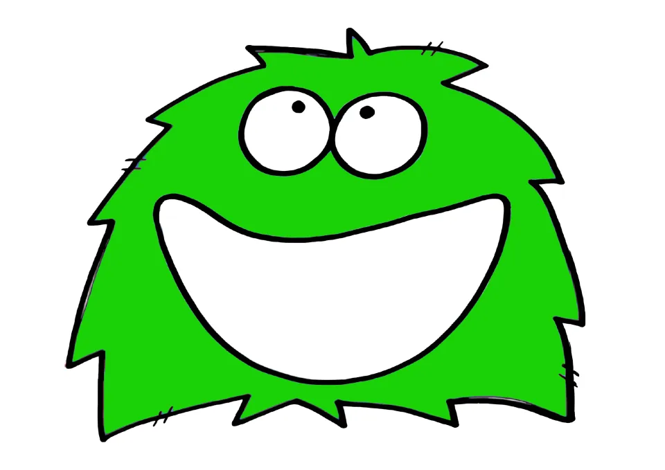 Green monster mat: a bright green furry creature looking up with a big blank mouth, ready to be fed green sorting pieces