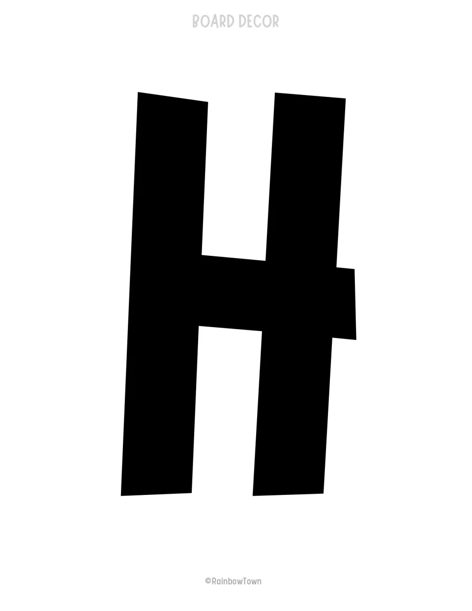 Black bulletin board letter H, the first letter in 'Hang' for the kit's summer reading slogan display