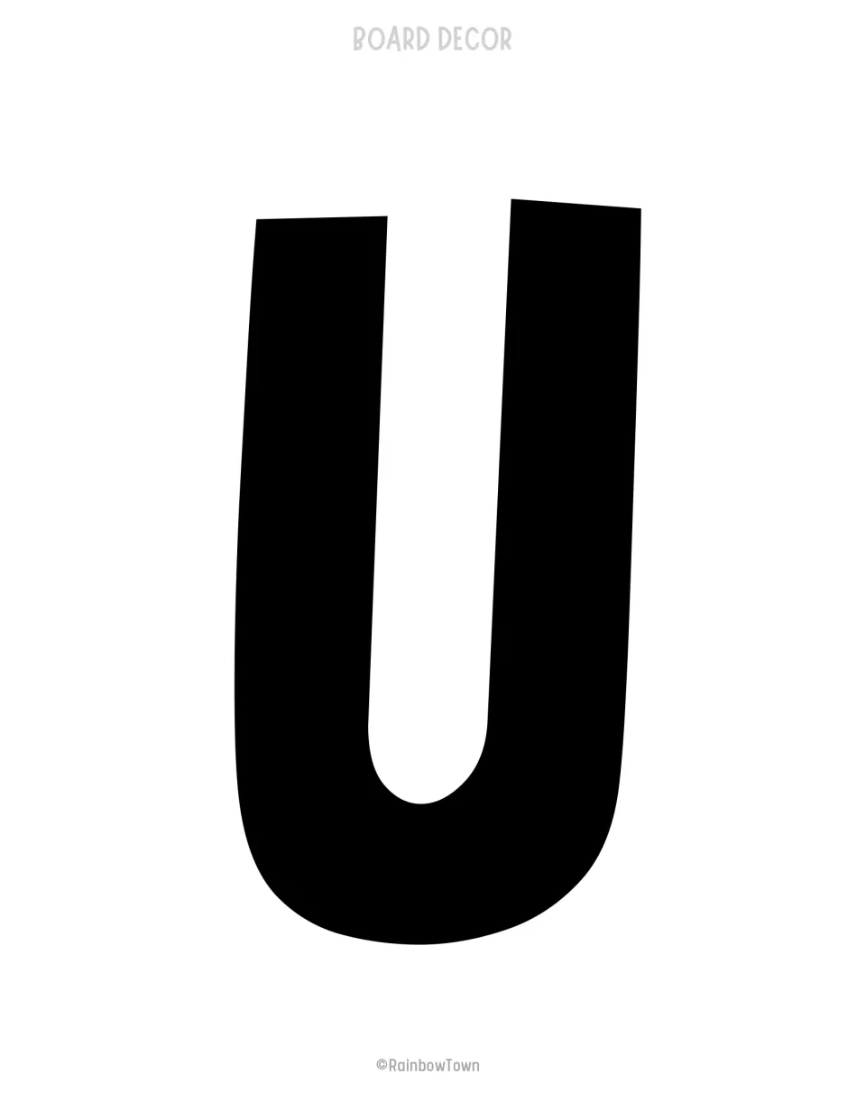 Black bulletin board letter U, the middle letter in 'Out' for the kit's summer reading slogan display
