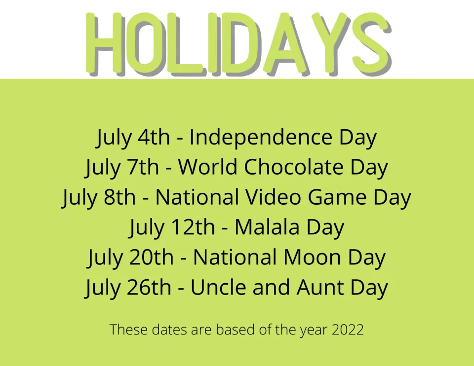 July holidays list: Independence Day, World Chocolate Day, Video Game Day, Malala Day, Moon Day and Uncle and Aunt Day