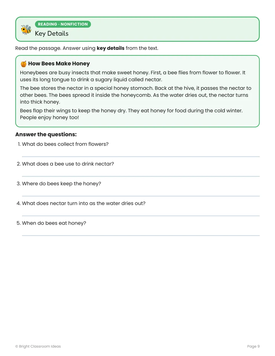 Nonfiction review: How Bees Make Honey explains nectar collection and honey production, with five questions