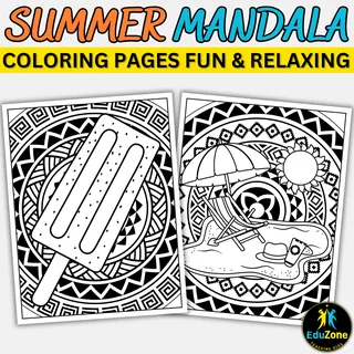 Summer Mandala Coloring Pages: Relaxing & Printable - Summer Fun. – cover