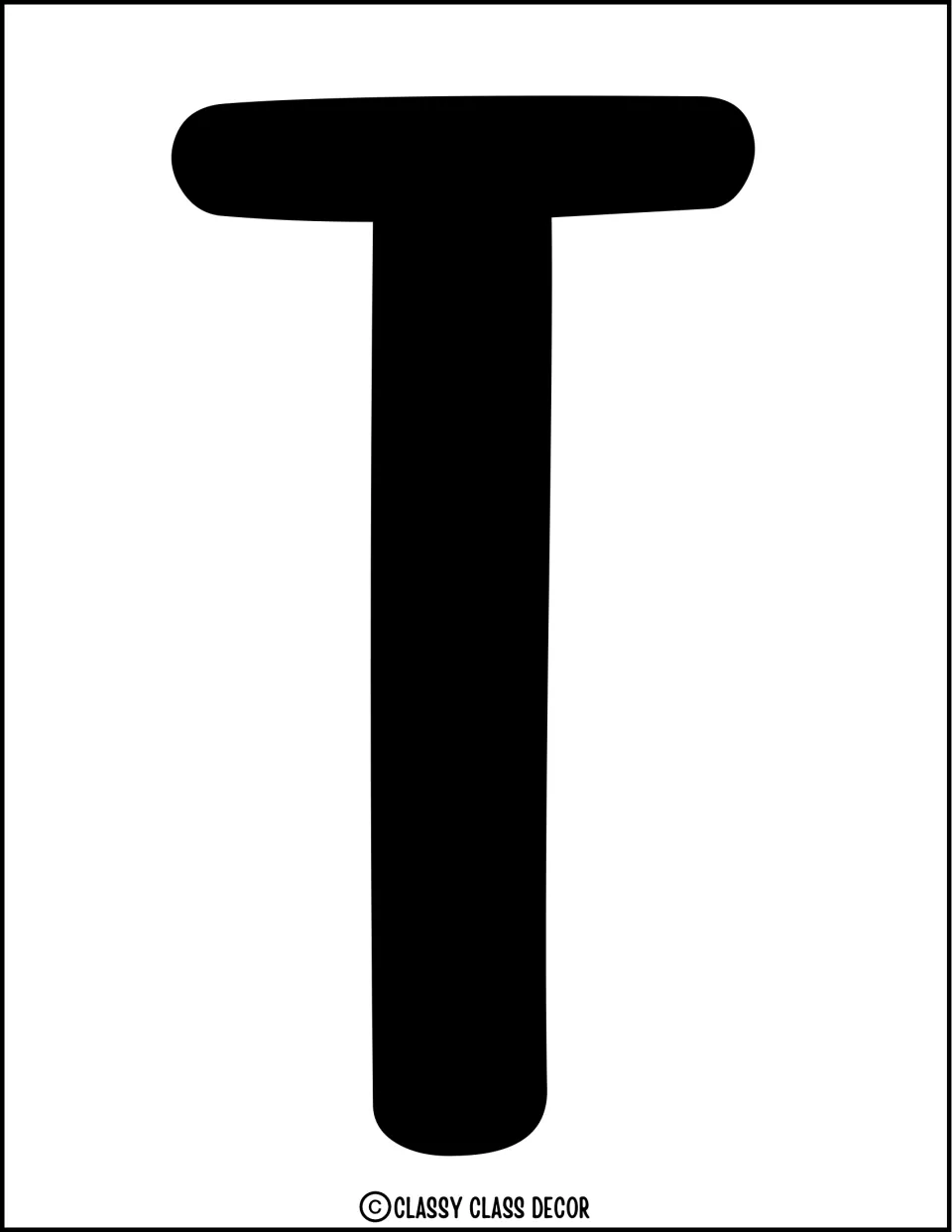 Display lettering: a tall black bubble letter T on its own page, the second cut-out letter in the word STAY