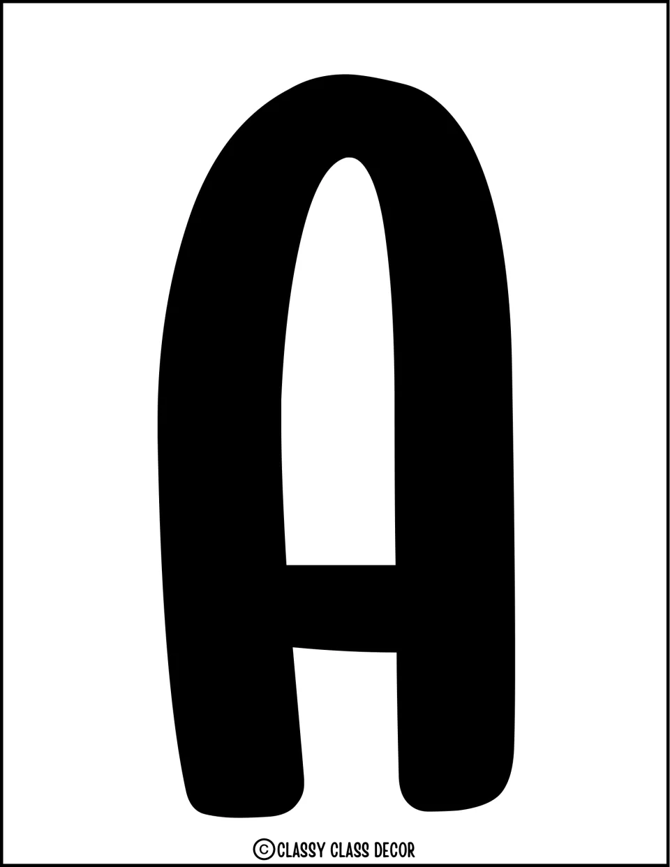 Display lettering: a rounded black letter A sized to fill the page, the third cut-out letter in the word STAY