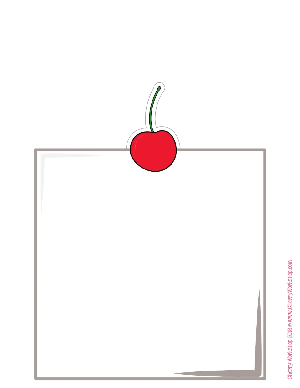 Square ice cream scoop with a red cherry on top, uncolored, to cut out and match to the cone labeled square