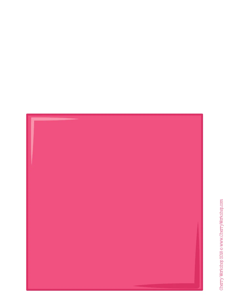Pink square ice cream scoop cut-out with no label, for students to identify as a square and place on the square cone