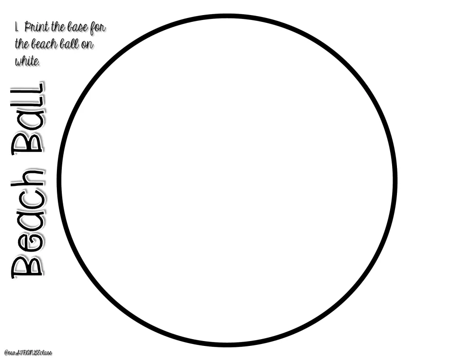 Beach ball craft base: a large plain circle printed on white paper that students glue colored stripes onto