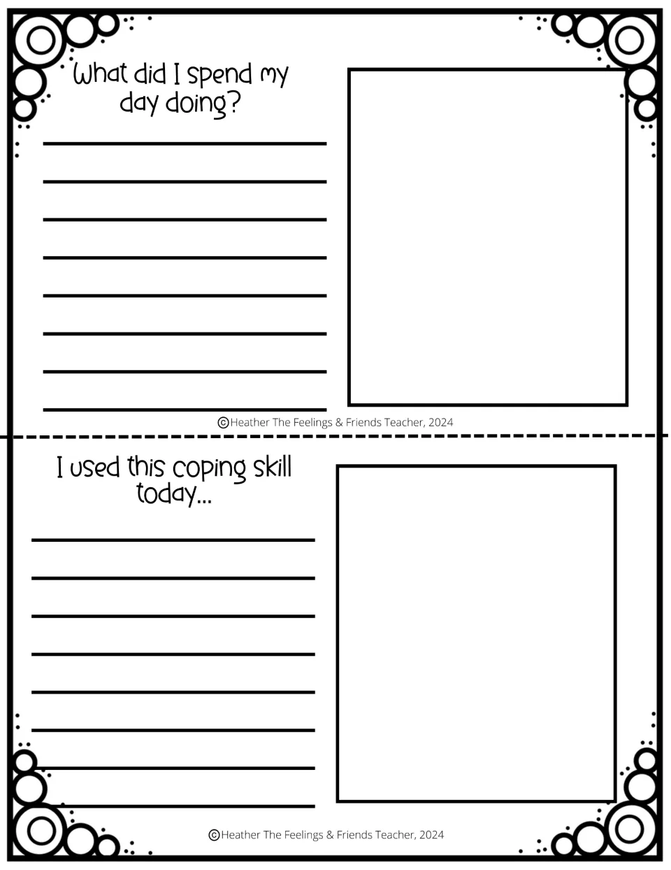 Summer journal entries 16–17 pair 'What did I spend my day doing?' with 'I used this coping skill today...'