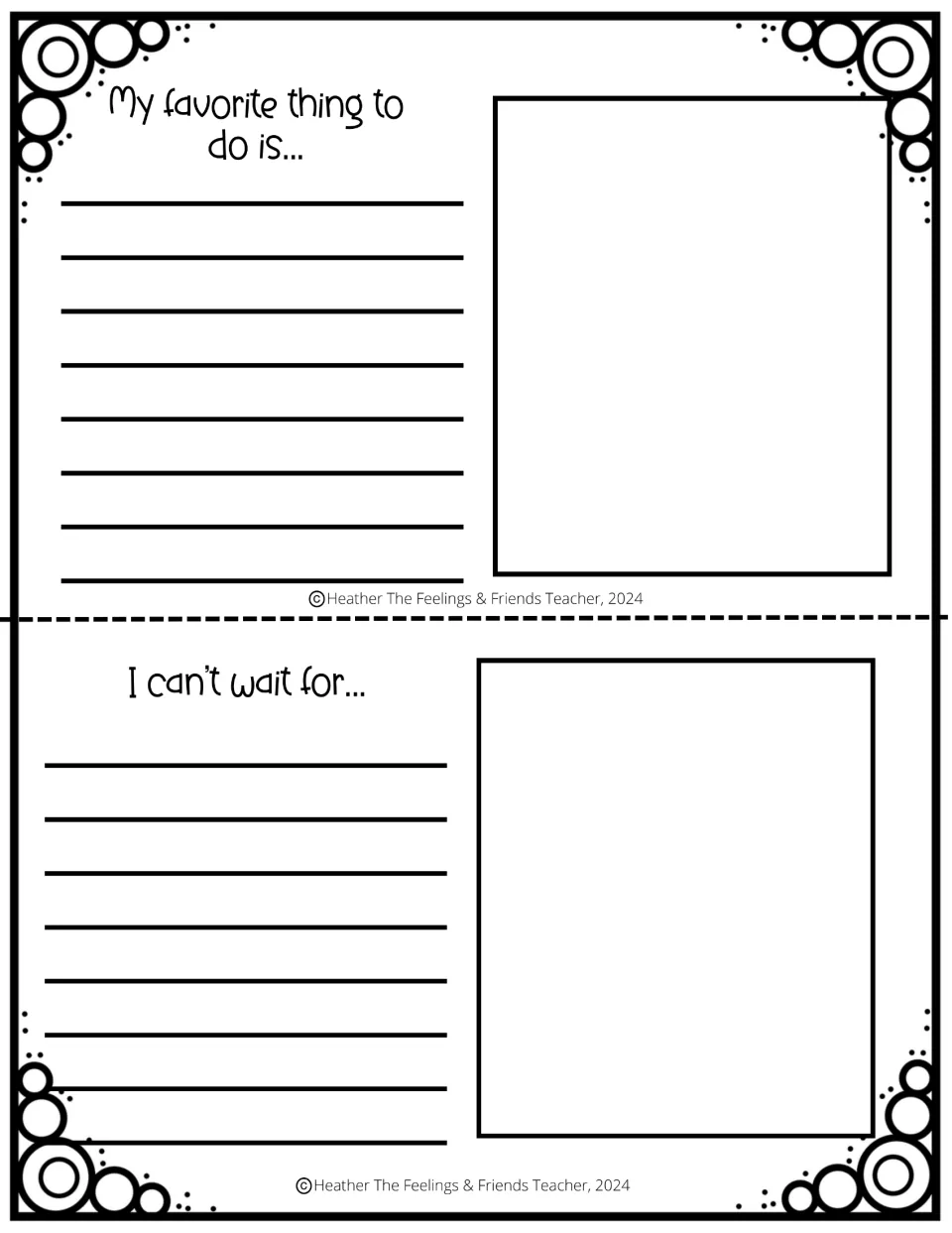 Summer journal entries 18–19 invite responses to 'My favorite thing to do is...' and 'I can’t wait for...'