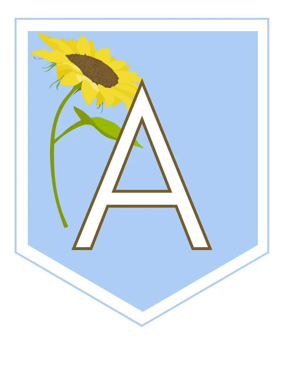 Alphabet banner letter A, one of 26 uppercase letters to print, cut, laminate, and hang in the classroom.