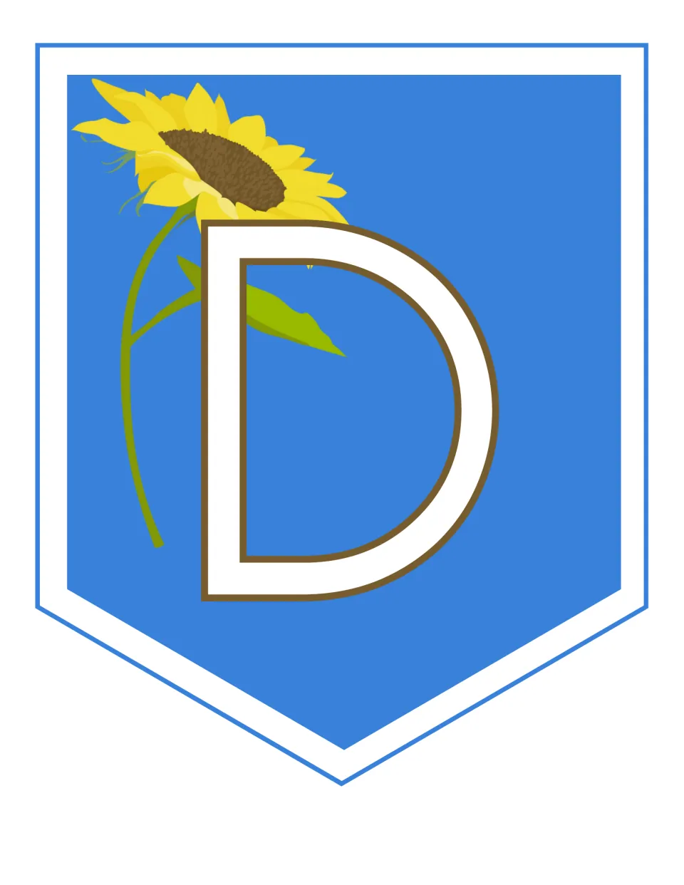 Alphabet banner letter D, one of 26 uppercase letters to print, cut, laminate, and hang in the classroom.