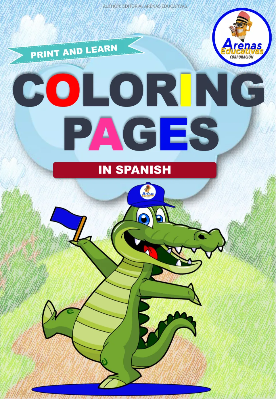 Cover of the workbook's Spanish coloring section, labeled 'Coloring Pages in Spanish' and 'Print and Learn'