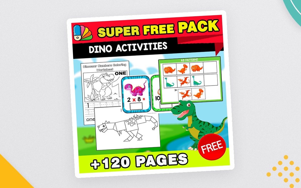 SUPER FREE PACK | Dino Activities | 135 PAGES preview: Number tracing 1-10 section
