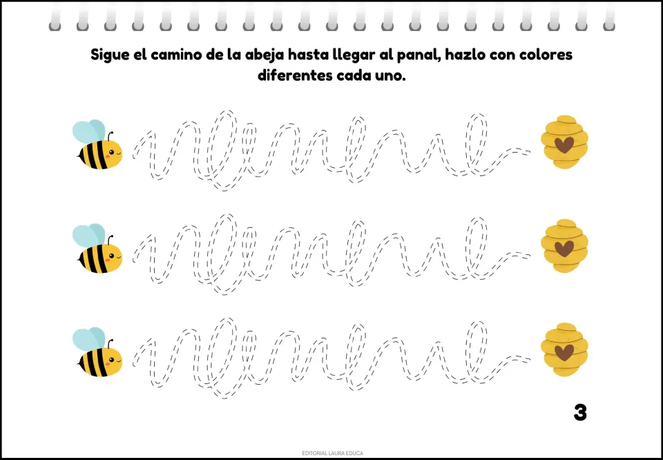 Tracing activity 3: follow three looping paths from bees to hives, using a different color for each