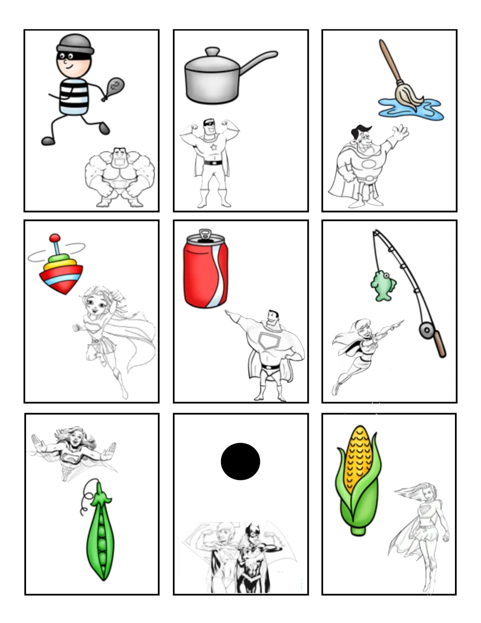 Short-vowel picture cards 64–72 for matching sounds to a mat: rob, pot, mop, top, pop, rod, pod, dot, and cob