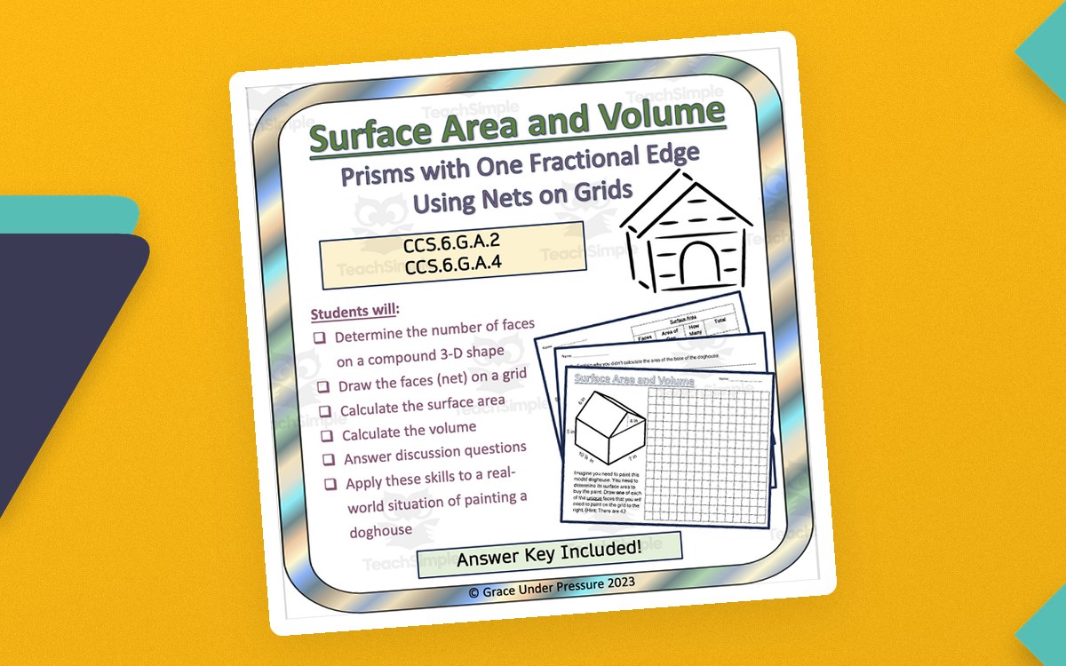 Surface Area + Volume – Real-Life Doghouse Math preview: Doghouse diagram with labeled dimensions