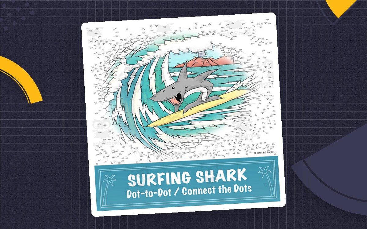 Surfing Shark Extreme Difficulty Connect the Dots / Dot-to-Dot preview