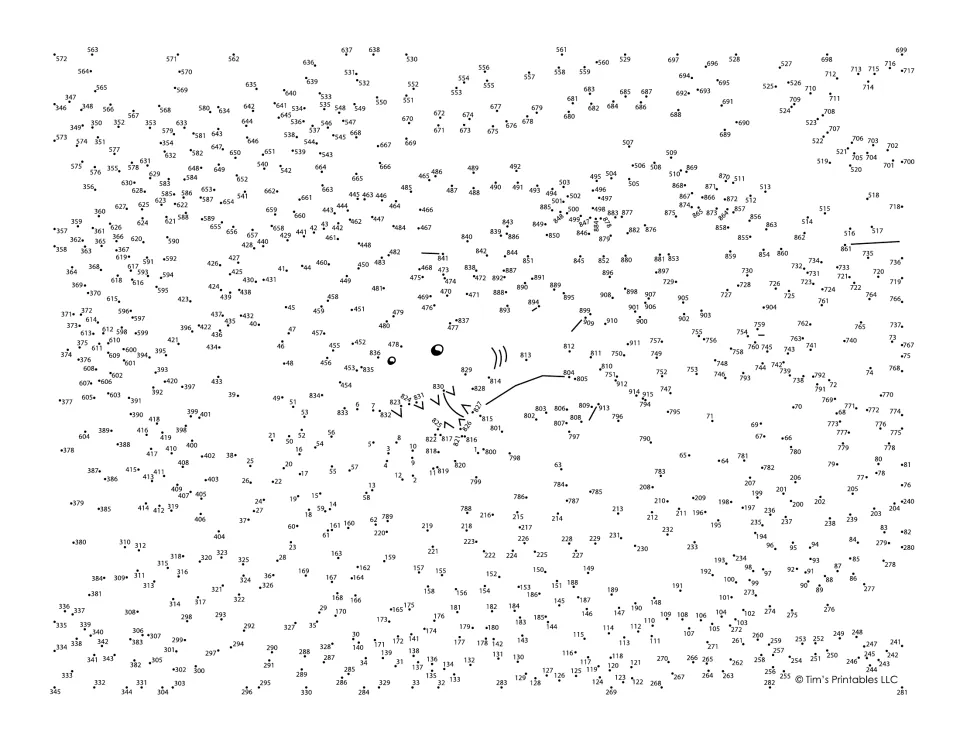 Surfing shark dot-to-dot: students connect over 900 numbered dots in order to reveal a shark riding a wave