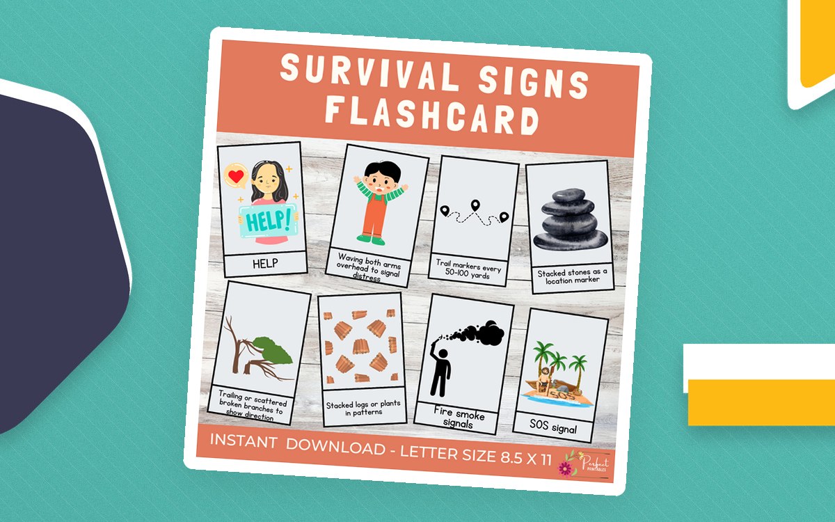 Survival Signs Flashcard | 30 Essential Visual Survival Signs For Kids preview