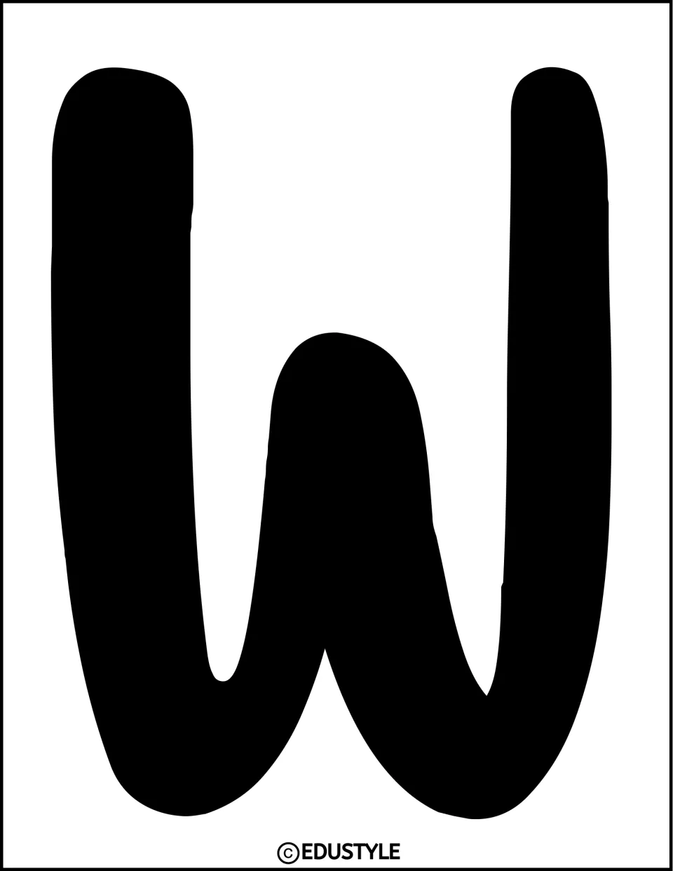 Bulletin board title letter W in solid black, printed individually for the winter classroom display