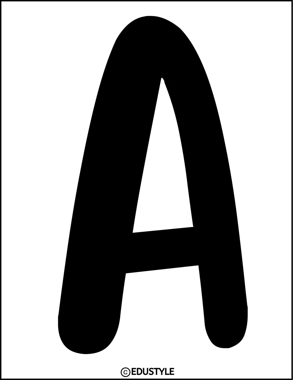 Bulletin board title letter A in solid black, printed individually for the winter classroom display