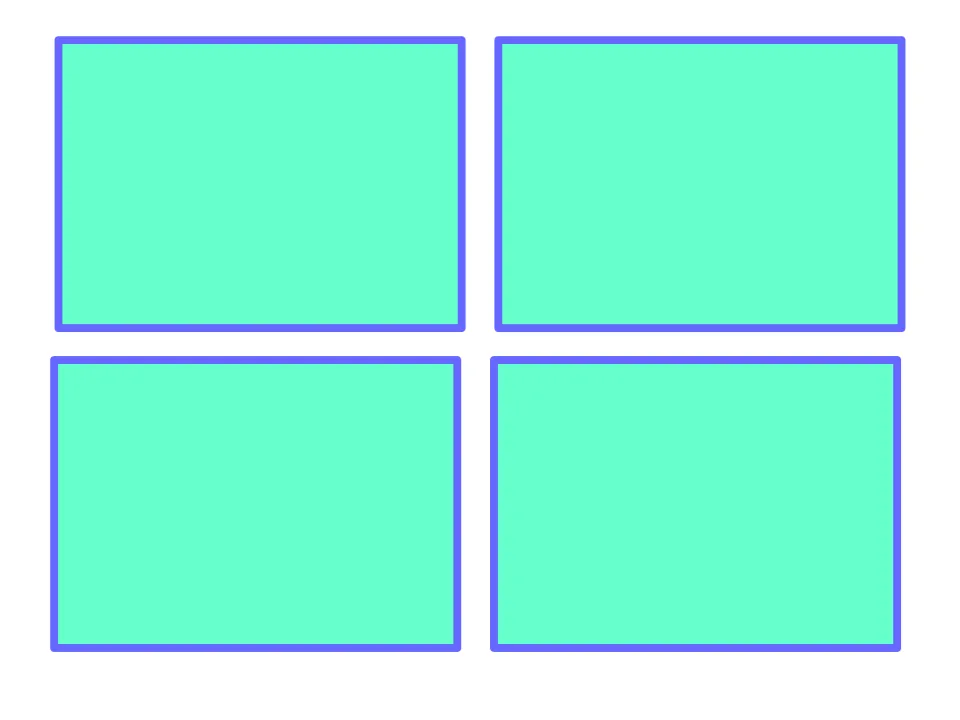 Blank array cards, four per sheet, for students to draw their own arrays or write repeated-addition equations