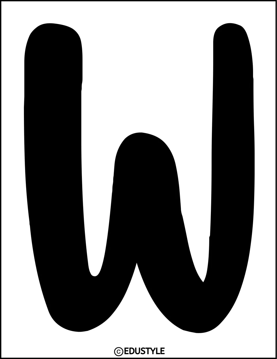 Solid black letter W for the Valentine's Day bulletin board and door decor kit, printed one letter per page