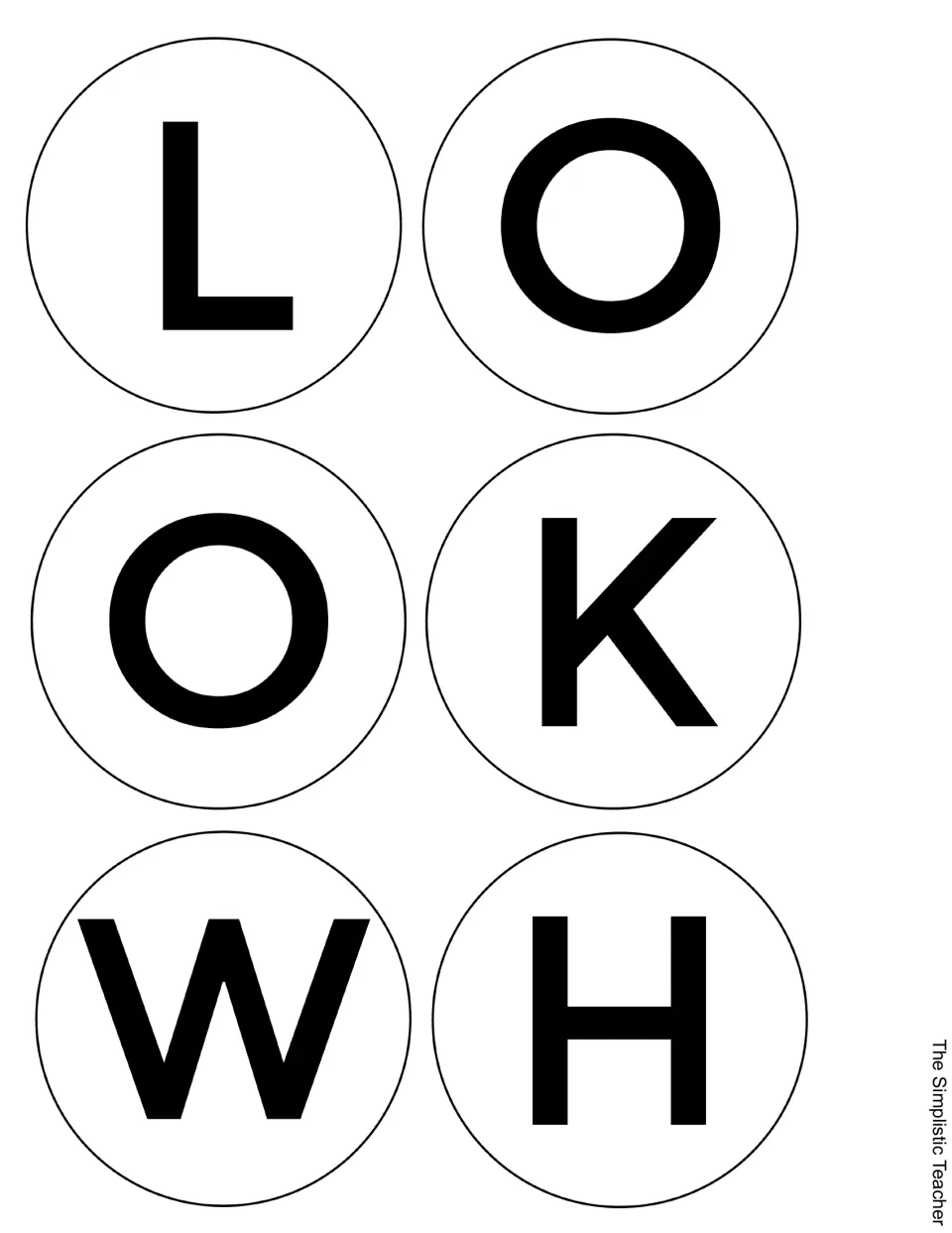 Six circular letter cutouts, L, O, O, K, W, and H, begin “Look What” in the fall classroom display message