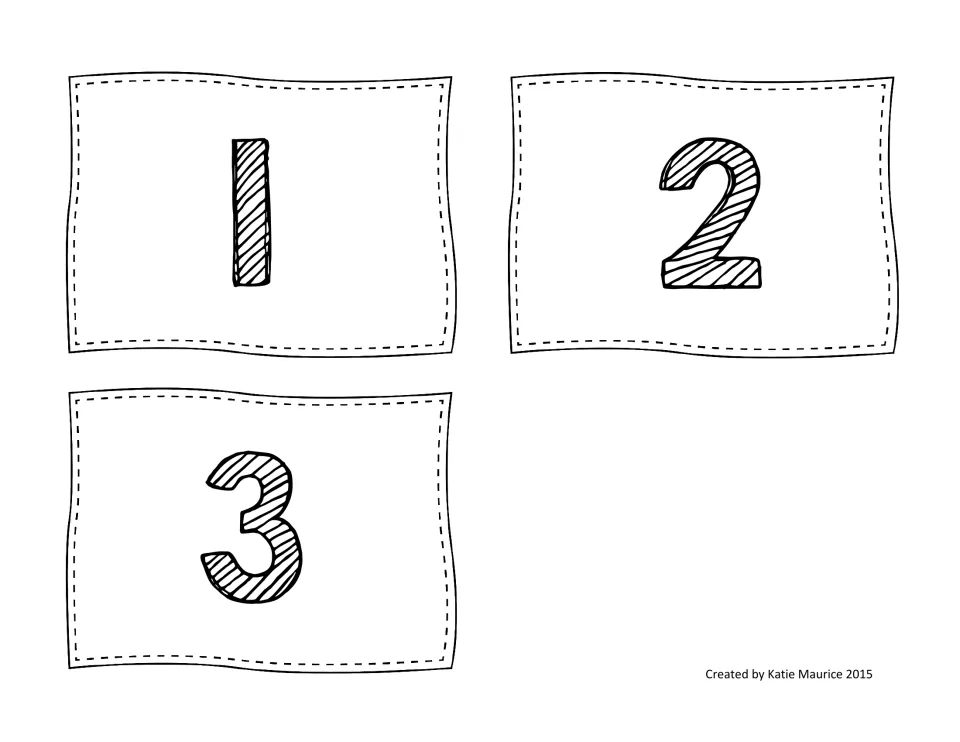 Pocket chart number headers 1, 2, and 3 for sorting the picture-word cards by their number of syllables
