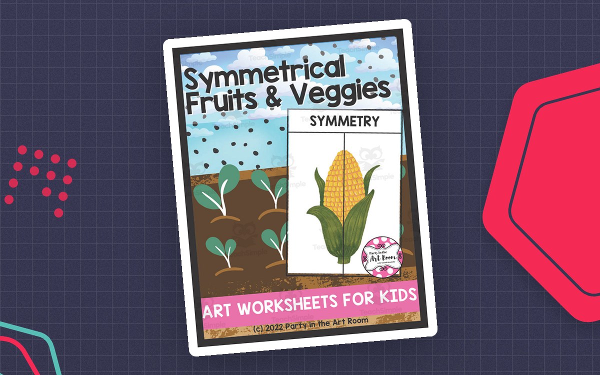 Symmetrical Fruits & Veggies | Art Worksheets for Kids teaching resource preview