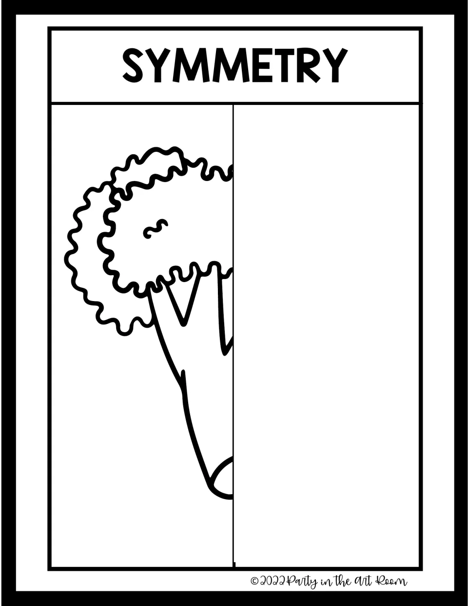 Broccoli half-drawing: students mirror the broccoli's bumpy crown and stalk on the blank right side