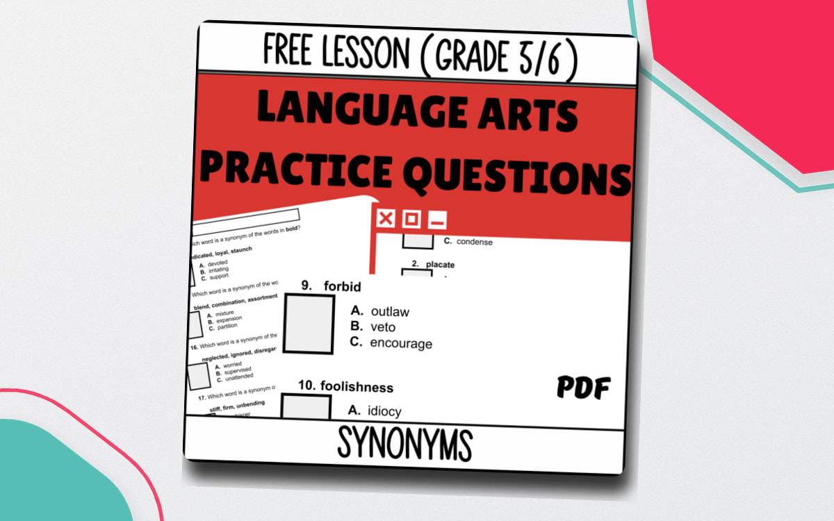 Synonyms Sample Lesson - Vocabulary Grade 5-6 (PDF) preview