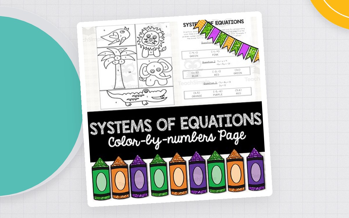Systems of Equations Color by Number Worksheet preview