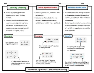Systems of Equations Graphic Organizer Packet – preview 2