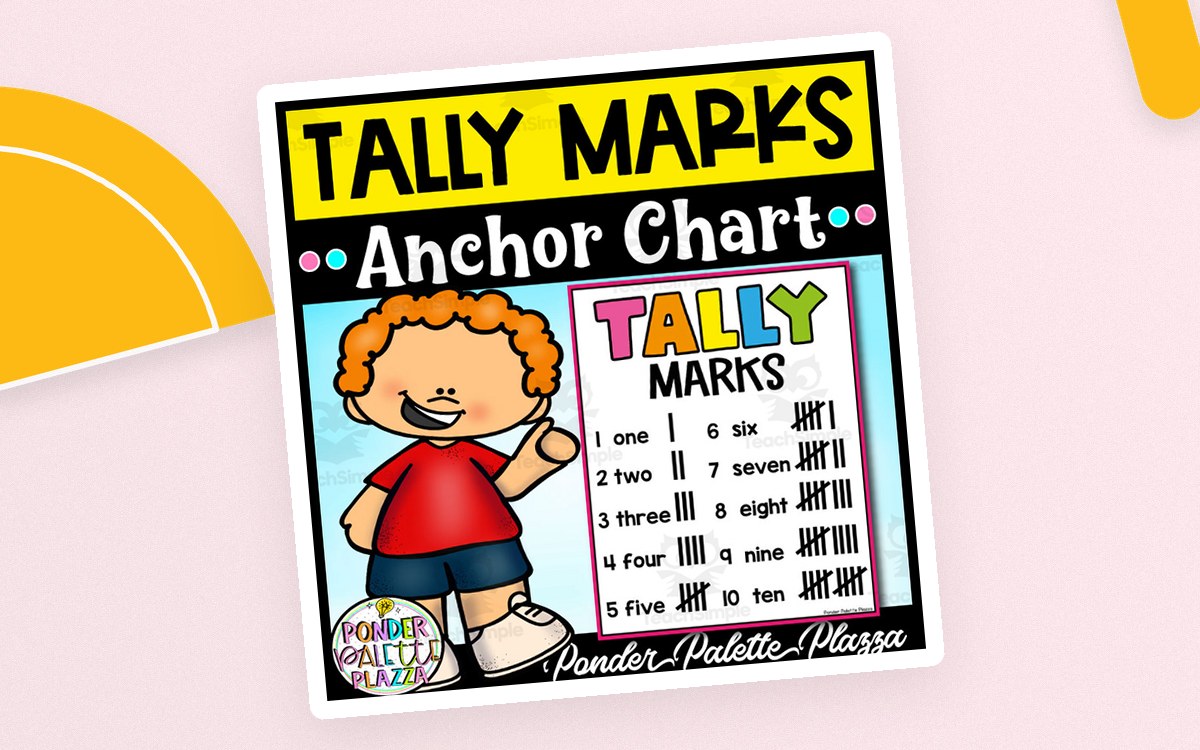 Tally Marks Anchor Chart - 1 to 10 preview: One-page tally marks 1-10 anchor chart
