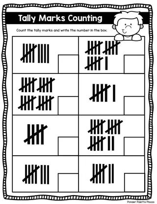 Tally Marks Counting 1 to 20 – Practice Worksheet – sample page 3