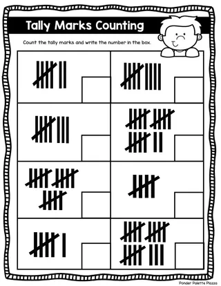 Tally Marks Counting 1 to 20 – Practice Worksheet – sample page 4