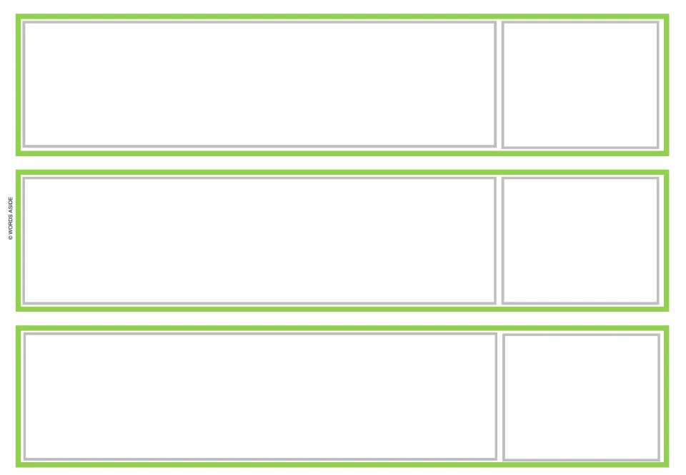 Blank template for three vocabulary reasoning task strips, for creating customized picture matching tasks.