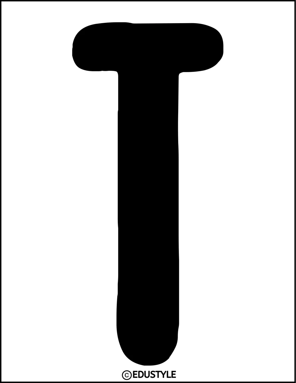 Second T for the display title: a black capital matching the first, with a wide rounded top bar and tall stem