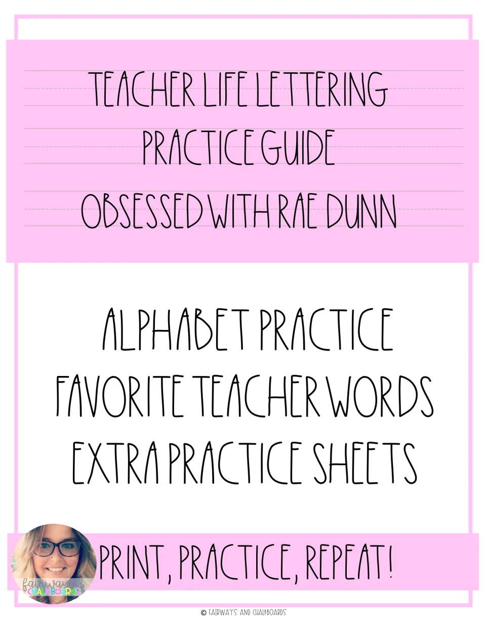 Lettering guide cover lists alphabet practice, favorite teacher words, and extra practice sheets.