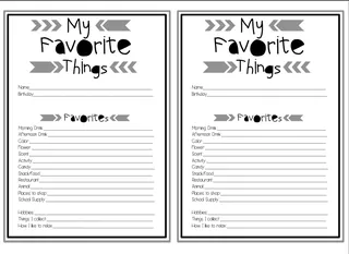 Teacher Favorite Things Form – Staff Appreciation – sample page 2