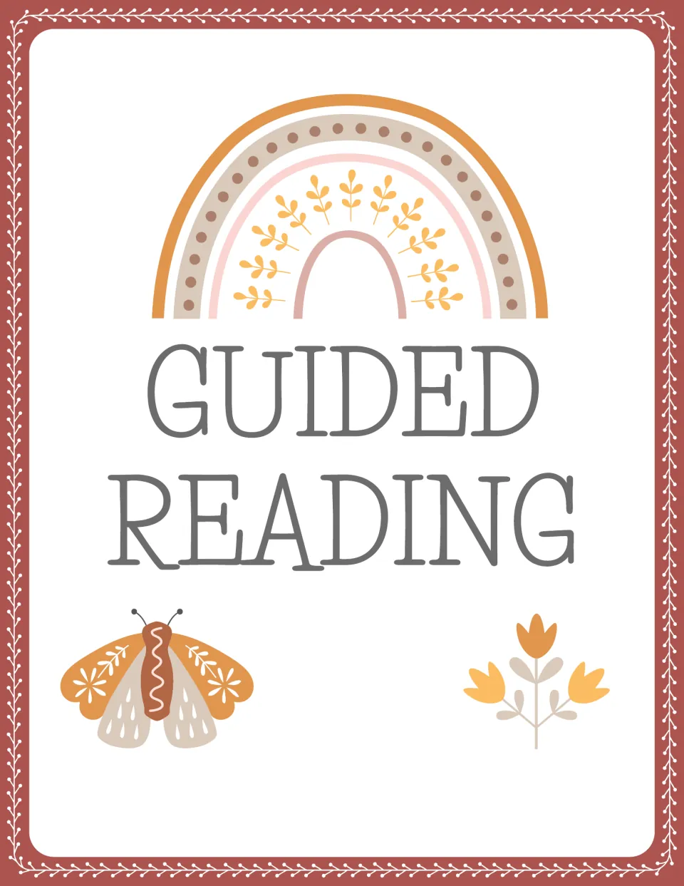 Binder front cover labeled 'Guided Reading' for organizing teaching resources in the editable binder set