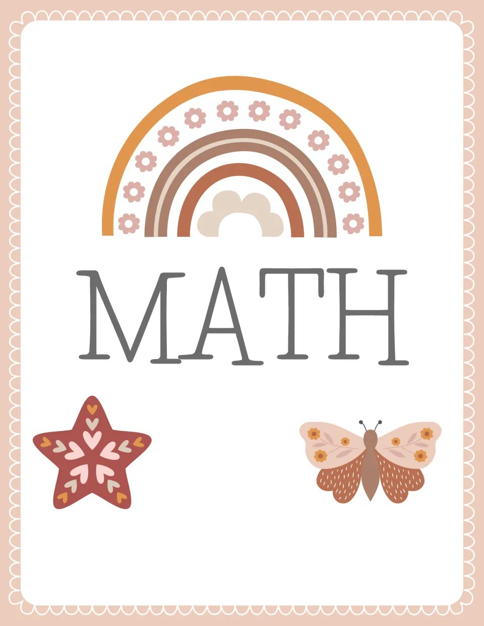 Binder front cover labeled 'Math' for organizing subject teaching resources in the editable binder set