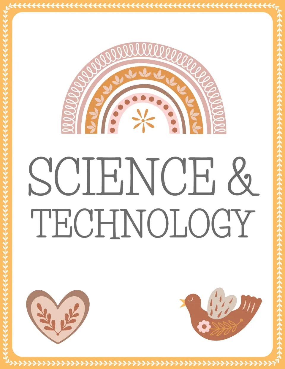 Binder front cover labeled 'Science & Technology' for organizing teaching resources in the editable set