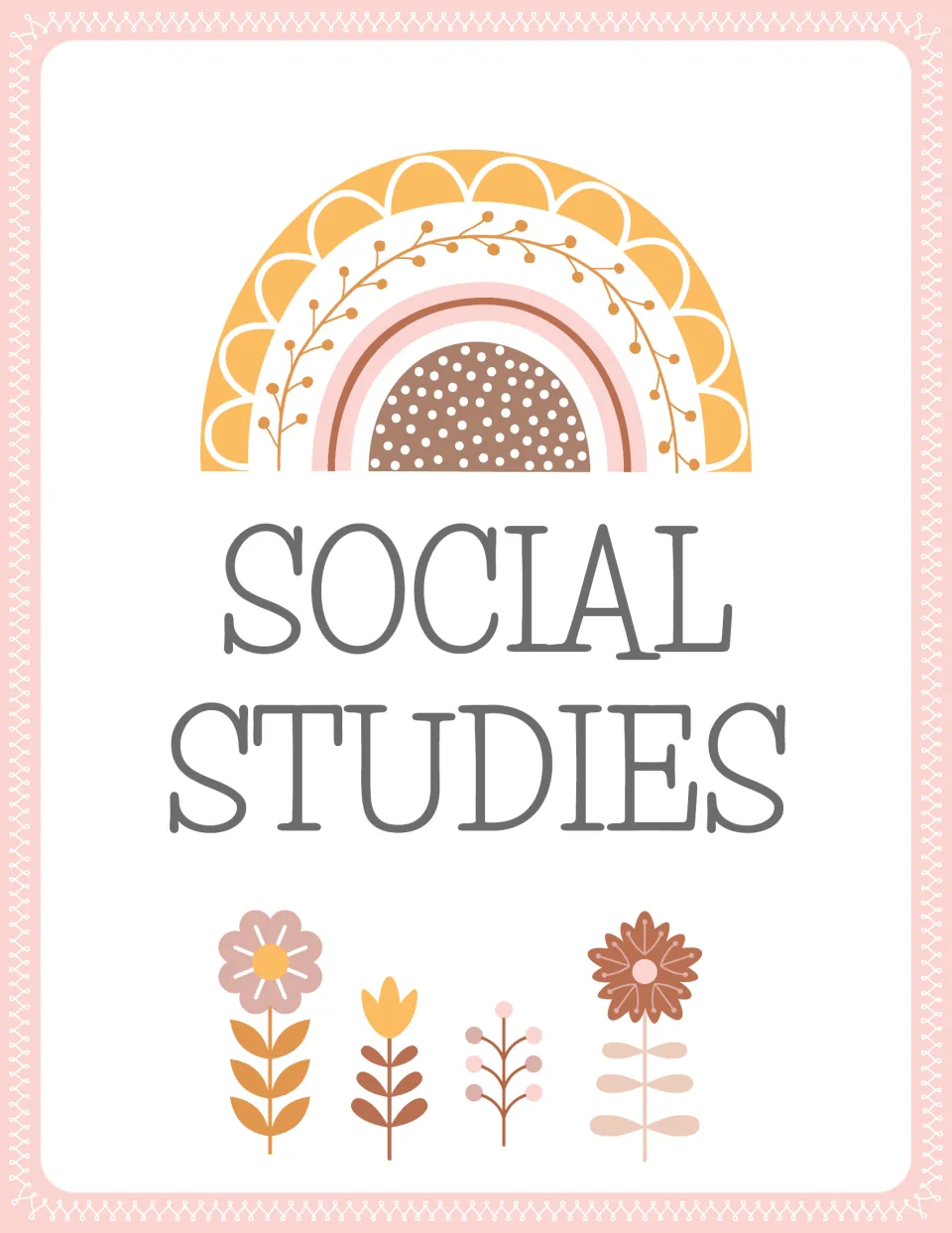 Binder front cover labeled 'Social Studies' for organizing teaching resources in the editable binder set