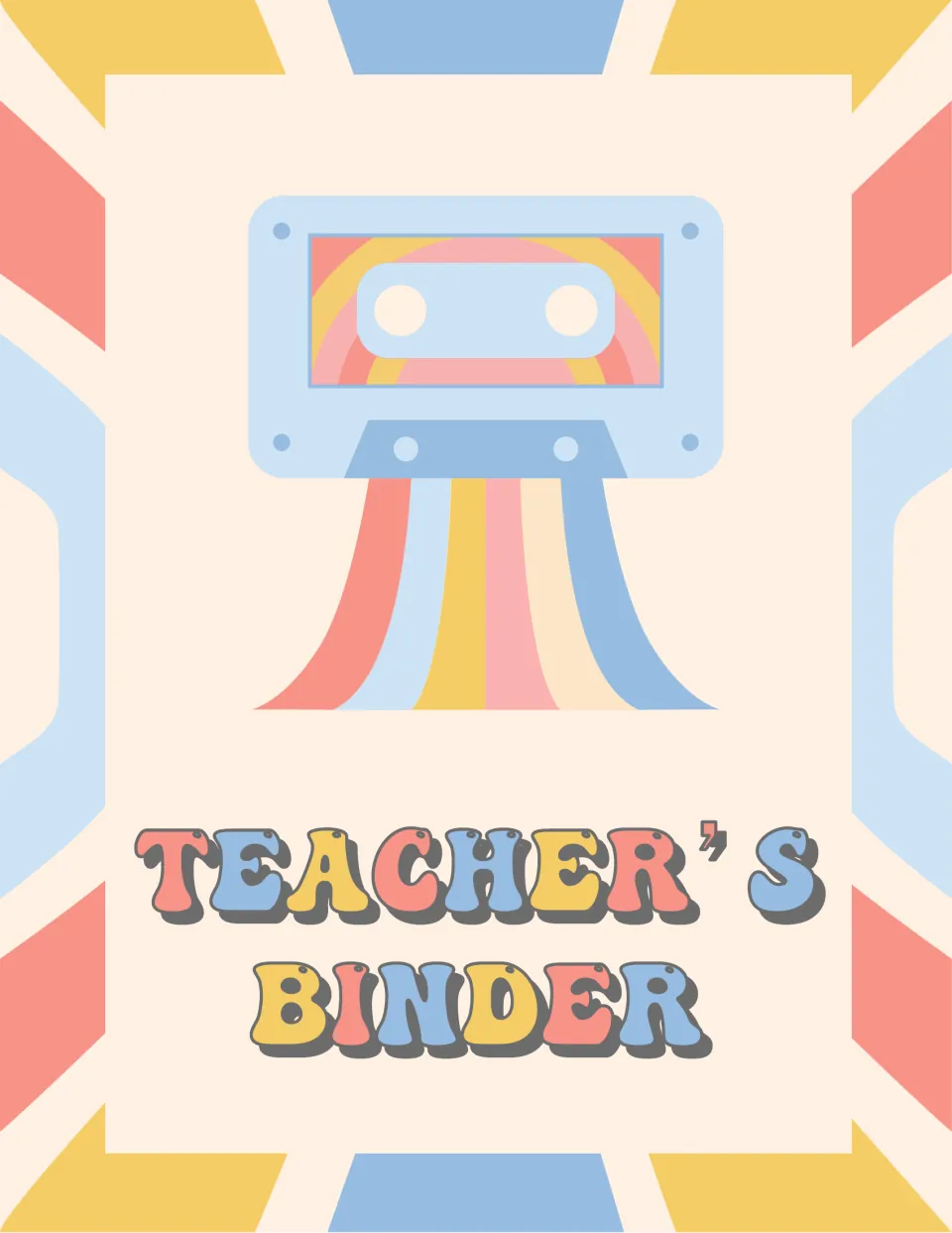 Teacher's Binder front cover for organizing teaching materials, part of the editable pastel groovy set
