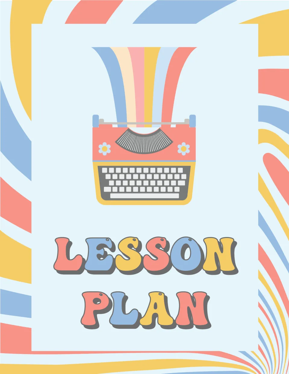 Lesson Plan binder front cover for organizing planning materials, part of the editable pastel groovy set