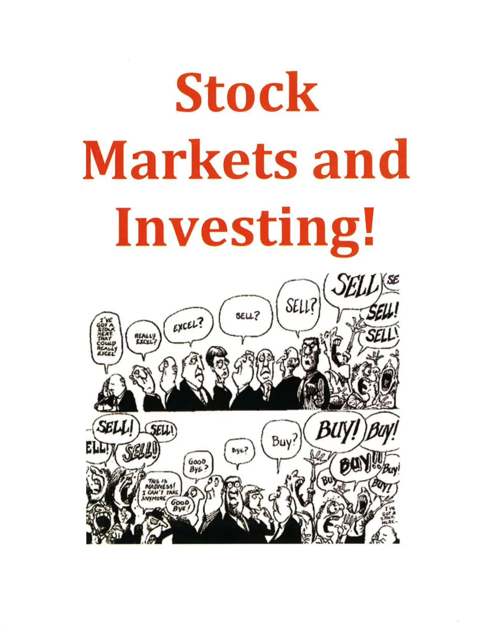 Student packet cover titled 'Stock Markets and Investing!' introduces the unit on saving and investing.