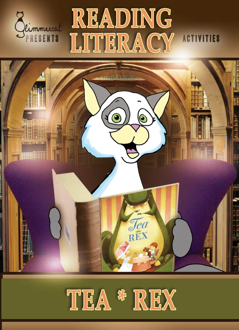 Cover of the TeaRex Reading Literacy Packet, labeled Reading Literacy Activities and featuring Tea Rex
